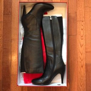 SoleMani Black Leather Boots Size 6.5 - slim calf
